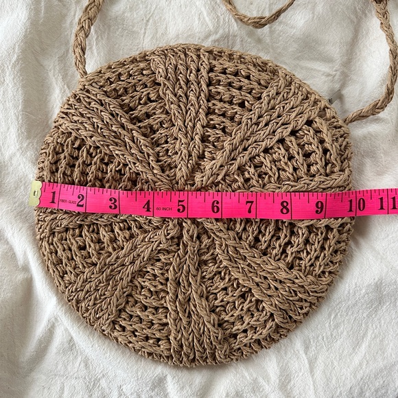 Boho Stylish Tan Woven Crossbody Bag - Picture 2 of 4
